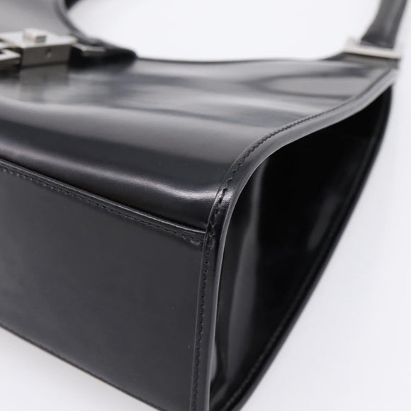 GUCCI Jackie Hand Bag Leather Black Silver 002 1067 Auth gh2346