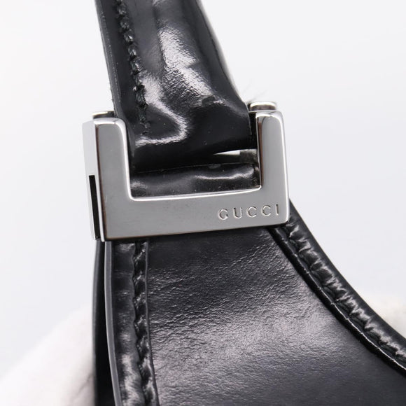 GUCCI Jackie Hand Bag Leather Black Silver 002 1067 Auth gh2346