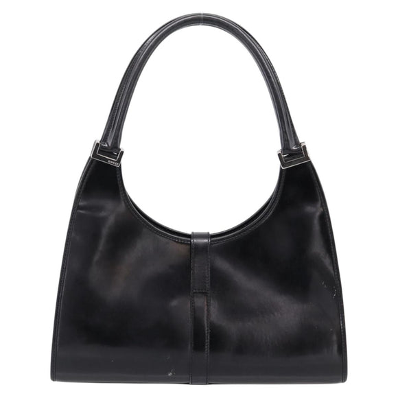 GUCCI Jackie Hand Bag Leather Black Silver 002 1067 Auth gh2346