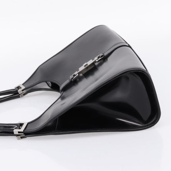 GUCCI Jackie Hand Bag Leather Black Silver 002 1067 Auth gh2346