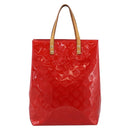 LOUIS VUITTON Monogram Vernis Reade MM Hand Bag Red M91086 LV Auth gh2348-13
