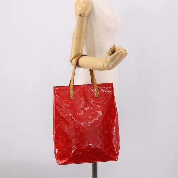 LOUIS VUITTON Monogram Vernis Reade MM Hand Bag Red M91086 LV Auth gh2348
