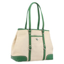 PRADA Tote Bag Canvas Beige Green Auth gh2350-1