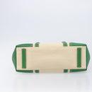 PRADA Tote Bag Canvas Beige Green Auth gh2350-7