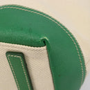 PRADA Tote Bag Canvas Beige Green Auth gh2350-9