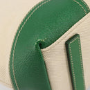 PRADA Tote Bag Canvas Beige Green Auth gh2350-16