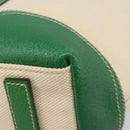 PRADA Tote Bag Canvas Beige Green Auth gh2350-17
