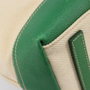 PRADA Tote Bag Canvas Beige Green Auth gh2350-18