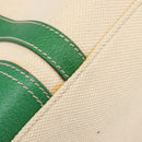 PRADA Tote Bag Canvas Beige Green Auth gh2350-19