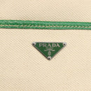 PRADA Tote Bag Canvas Beige Green Auth gh2350-21