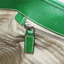 PRADA Tote Bag Canvas Beige Green Auth gh2350-25