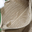 PRADA Tote Bag Canvas Beige Green Auth gh2350-26