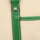 PRADA Tote Bag Canvas Beige Green Auth gh2350-4