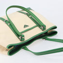PRADA Tote Bag Canvas Beige Green Auth gh2350-14