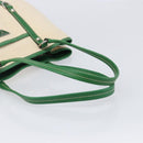 PRADA Tote Bag Canvas Beige Green Auth gh2350-8