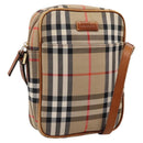 BURBERRY Nova Check Shoulder Bag Canvas Beige Gold Tone Auth gh2353-1