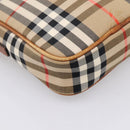 BURBERRY Nova Check Shoulder Bag Canvas Beige Gold Tone Auth gh2353-11