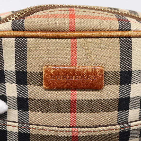 BURBERRY Nova Check Shoulder Bag Canvas Beige Gold Tone Auth gh2353