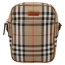 BURBERRY Nova Check Shoulder Bag Canvas Beige Gold Tone Auth gh2353-2