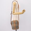 BURBERRY Nova Check Shoulder Bag Canvas Beige Gold Tone Auth gh2353-24