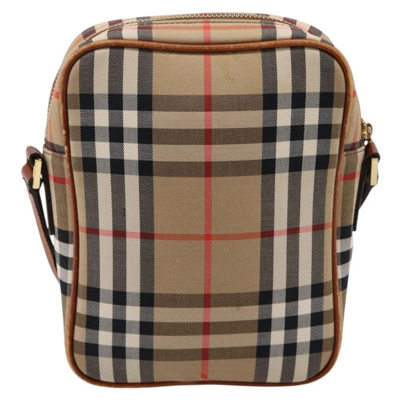 BURBERRY Nova Check Shoulder Bag Canvas Beige Gold Tone Auth gh2353
