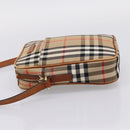BURBERRY Nova Check Shoulder Bag Canvas Beige Gold Tone Auth gh2353-4