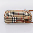 BURBERRY Nova Check Shoulder Bag Canvas Beige Gold Tone Auth gh2353-5