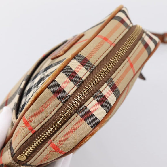 BURBERRY Nova Check Shoulder Bag Canvas Beige Gold Tone Auth gh2353