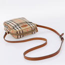 BURBERRY Nova Check Shoulder Bag Canvas Beige Gold Tone Auth gh2353-7