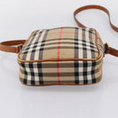 BURBERRY Nova Check Shoulder Bag Canvas Beige Gold Tone Auth gh2353-9