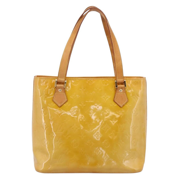 LOUIS VUITTON Monogram Vernis Houston Hand Bag Beige M91004 LV Auth gh2356