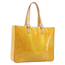 LOUIS VUITTON Monogram Vernis Columbus Tote Bag Lime Yellow M91047 Auth gh2358-1