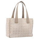 CHANEL New Travel Line Tote Bag Canvas Beige Gold Tone CC Auth gh2368-1