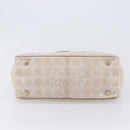 CHANEL New Travel Line Tote Bag Canvas Beige Gold Tone CC Auth gh2368-5