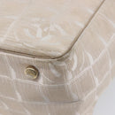 CHANEL New Travel Line Tote Bag Canvas Beige Gold Tone CC Auth gh2368-17