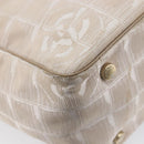 CHANEL New Travel Line Tote Bag Canvas Beige Gold Tone CC Auth gh2368-18