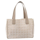 CHANEL New Travel Line Tote Bag Canvas Beige Gold Tone CC Auth gh2368-13