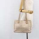 CHANEL New Travel Line Tote Bag Canvas Beige Gold Tone CC Auth gh2368-26