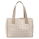 CHANEL New Travel Line Tote Bag Canvas Beige Gold Tone CC Auth gh2368-2