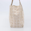 CHANEL New Travel Line Tote Bag Canvas Beige Gold Tone CC Auth gh2368-3