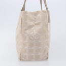CHANEL New Travel Line Tote Bag Canvas Beige Gold Tone CC Auth gh2368-4