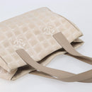 CHANEL New Travel Line Tote Bag Canvas Beige Gold Tone CC Auth gh2368-7