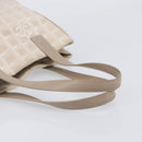 CHANEL New Travel Line Tote Bag Canvas Beige Gold Tone CC Auth gh2368-8