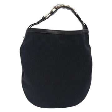 GUCCI GG Canvas Hand Bag Black Gold Auth gh237