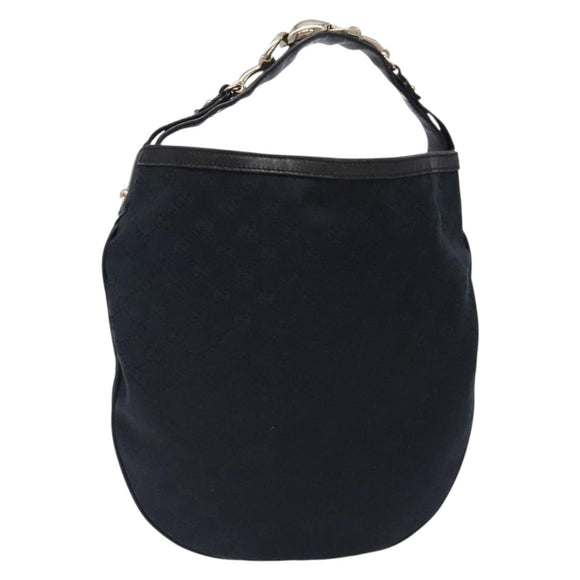 GUCCI GG Canvas Hand Bag Black Gold Auth gh237