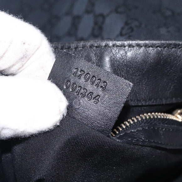 GUCCI GG Canvas Hand Bag Black Gold Auth gh237