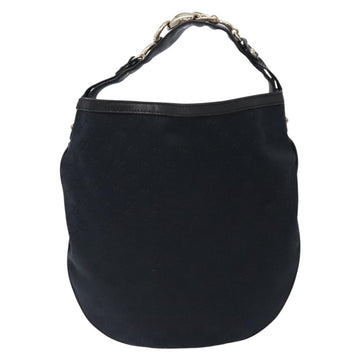 GUCCI GG Canvas Hand Bag Black Gold Auth gh237 - 0