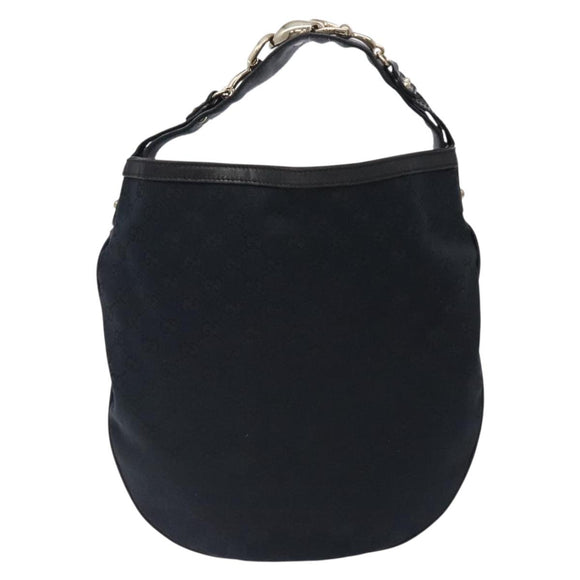 GUCCI GG Canvas Hand Bag Black Gold Auth gh237