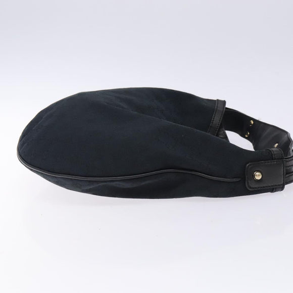 GUCCI GG Canvas Hand Bag Black Gold Auth gh237