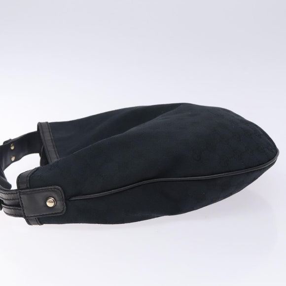 GUCCI GG Canvas Hand Bag Black Gold Auth gh237